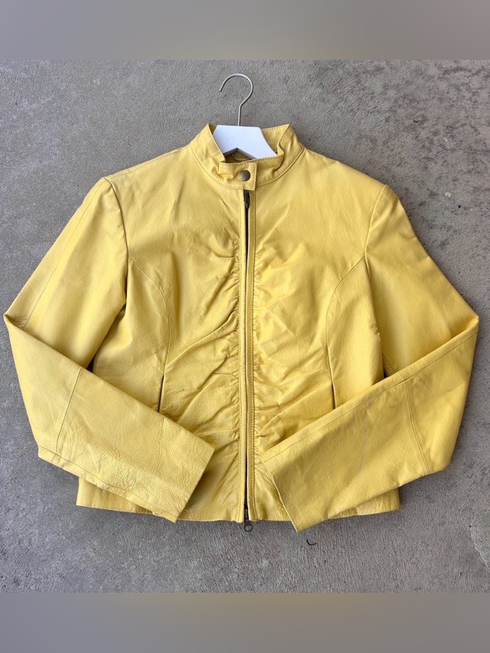 Wilson’s Leather Moto Maxima Yellow Leather Zip-Front Jacket